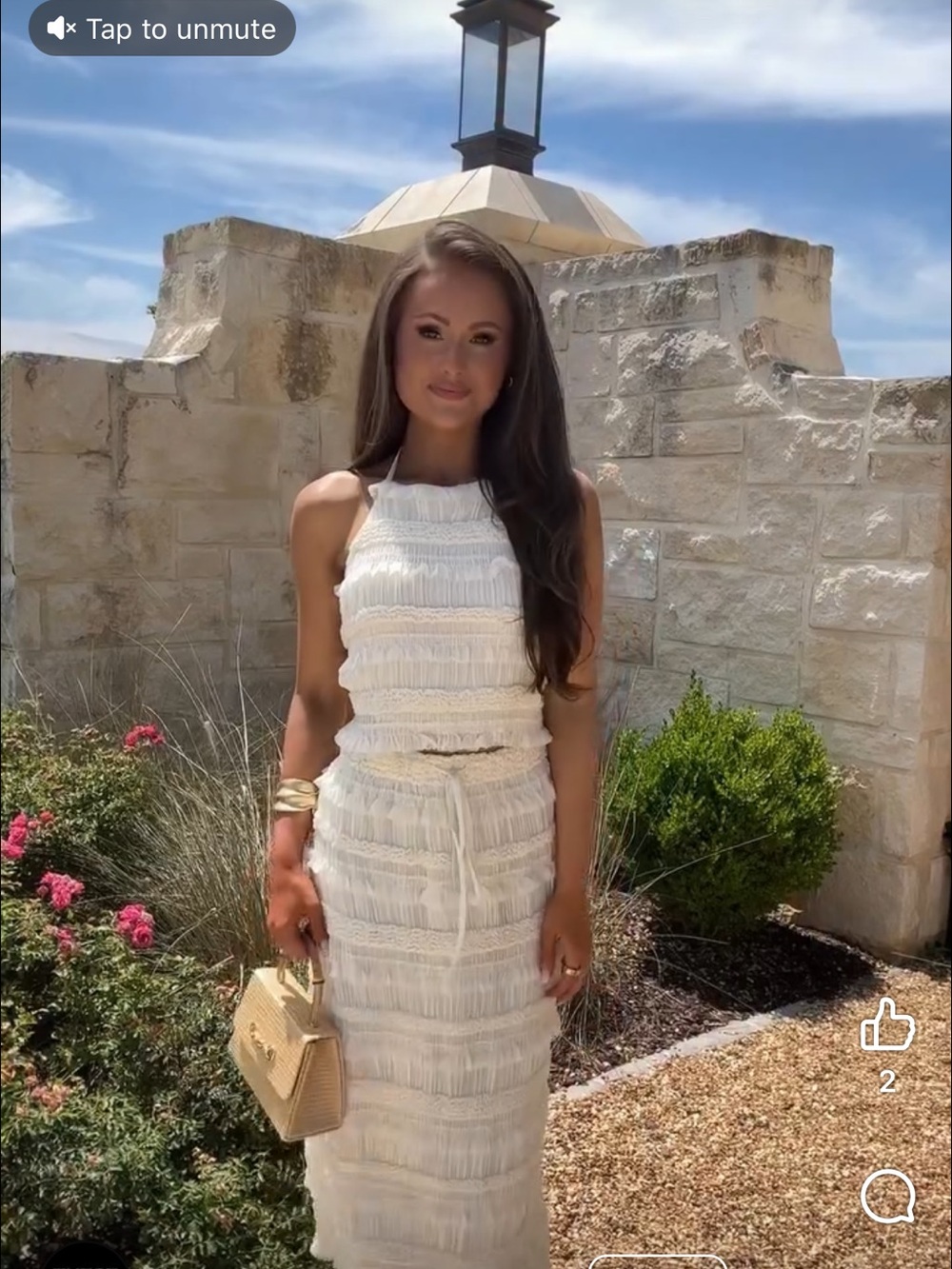 White Tiered Fringe Halter skirt set